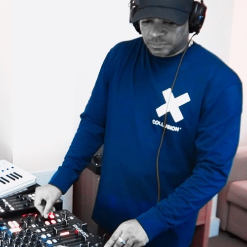 Felix Scorch at the mixer, wearing headphones